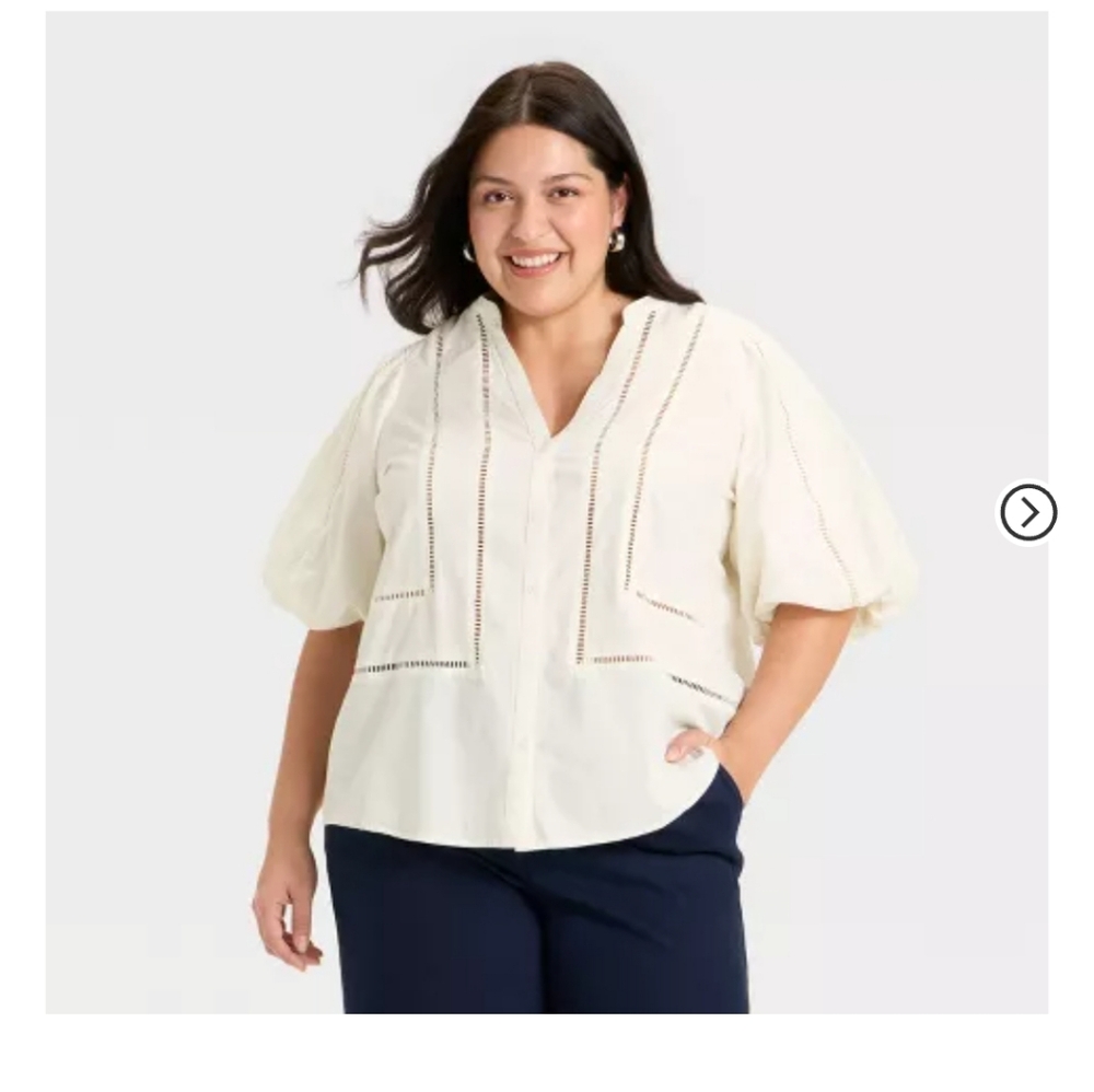 Women's Cream Puff Sleeve Top 3x Ava & Viv
